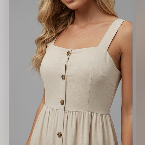 Cotton Button Front Cami Dress - Picture 2 of 7
